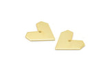Gold Heart Charm, 4 Gold Plated Brass Heart Charms With 1 Hole, Earrings, Findings (17x18x1mm) D1009 Q0943