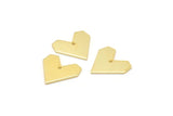 Gold Heart Charm, 4 Gold Plated Brass Heart Charms With 1 Hole, Earrings, Findings (17x18x1mm) D1009 Q0943