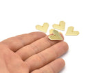 Gold Heart Charm, 4 Gold Plated Brass Heart Charms With 1 Hole, Earrings, Findings (17x18x1mm) D1009 Q0943