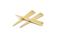 Gold Triangle Charm, 6 Gold Plated Brass Triangle Charms With 1 Hole, Earrings, Findings (37x6x1mm) D1016 Q0904