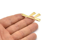 Gold Triangle Charm, 6 Gold Plated Brass Triangle Charms With 1 Hole, Earrings, Findings (37x6x1mm) D1016 Q0904
