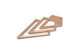 Rose Gold Triangle Charm, 2 Rose Gold Plated Brass Diamond Charms With 1 Hole (46x22x1mm) M01176