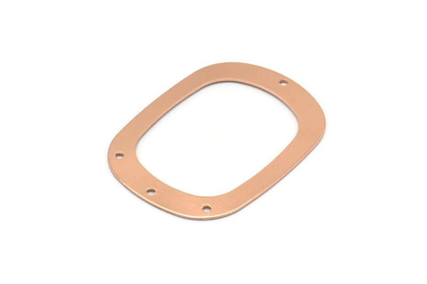 Rose Gold Round Charms, 4 Rose Gold Plated Brass Round Connectors With 4 Holes, Earrings, Pendants, Findings (36x27x0.50mm) D0668