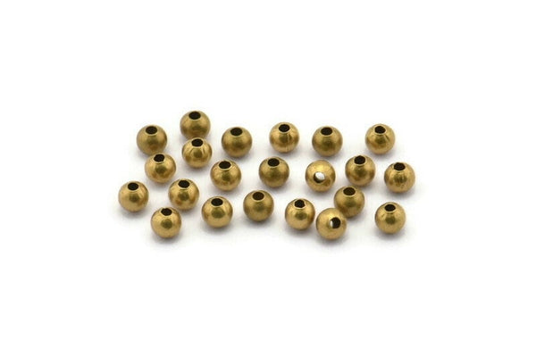 3mm Crimp Beads, Raw Brass Spacer Ball Beads , Crimp Beads (3mm , Hole Size 1mm ) N0617