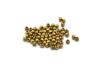 3mm Crimp Beads, Raw Brass Spacer Ball Beads , Crimp Beads (3mm , Hole Size 1mm ) N0617