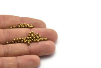 3mm Crimp Beads, Raw Brass Spacer Ball Beads , Crimp Beads (3mm , Hole Size 1mm ) N0617