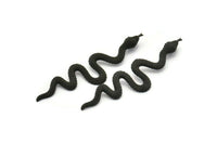Siyah Yılan Kolye, 1 Halka, Tılsımlar ve Bulgularla Birlikte 2 Oksitlenmiş Siyah Pirinç Yılan Kolye (53x13x1,8 mm) N1600 H1373