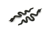 Siyah Yılan Kolye, 1 Halka, Tılsımlar ve Bulgularla Birlikte 2 Oksitlenmiş Siyah Pirinç Yılan Kolye (53x13x1,8 mm) N1600 H1373