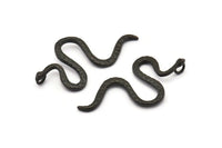 Siyah Yılan Kolye, 1 Halkalı Oksitlenmiş Siyah Pirinç Yılan Kolye, Bulgular (53x26x2,3 mm) N1574 H1375