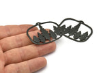 Siyah Ağaç Tılsımı, 1 Delikli Oksitlenmiş Siyah Pirinç Ağaç Tılsımları, Kolye Uçları, Bulgular (44x34mm) V095 H1000