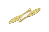 Gold Oval Pendant, 2 Gold Plated Textured Pendants with Oval Blank and 1 Loop (52x8mm) N0406