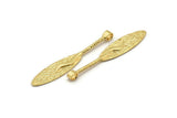 Gold Oval Pendant, 2 Gold Plated Textured Pendants with Oval Blank and 1 Loop (52x8mm) N0406