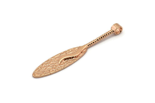 Rose Gold Oval Pendant, 2 Rose Gold Plated Textured Pendants with Oval Blank and 1 Loop (52x8mm) N0406