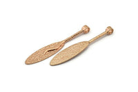 Rose Gold Oval Pendant, 2 Rose Gold Plated Textured Pendants with Oval Blank and 1 Loop (52x8mm) N0406