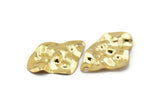 Gold Irregular Charm, 2 Gold Plated Brass Irregular Shaped Charms With 1 Hole, Earrings, Pendants, Findings (37x27x0.60mm) D0804