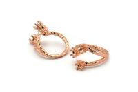 Adjustable Ring Settings, 2 Rose Gold Lacquer Plated Brass 6 Claw Ring Blanks - Pad Size 4mm N0321 H0121