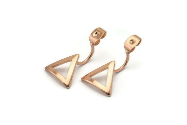 Gül Altın Arka Tıpalar, 6 Gül Altın Kaplama Pirinç Üçgen Küpe Saplamaları Arka Tıpalar (23x13mm) E364
