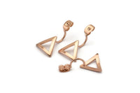 Gül Altın Arka Tıpalar, 6 Gül Altın Kaplama Pirinç Üçgen Küpe Saplamaları Arka Tıpalar (23x13mm) E364