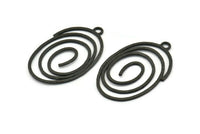 Siyah Oval Charm, 1 Halkalı 2 Çekiçlenmiş Oksitlenmiş Siyah Pirinç Oval Charm, Küpeler, Kolye Uçları (43x27x1,2 mm) V144