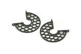 Siyah Petek Charm, 2 Dokulu Oksitlenmiş Siyah Pirinç Petek Kolye, 2 Halka, Charmlar (32x29x1mm) V116