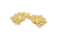 Gold Sunshine Earring, 2 Gold Plated Brass Sunshine Badge Stud Earrings - Pad Size 8mm (40x26mm) N0770 Q0804