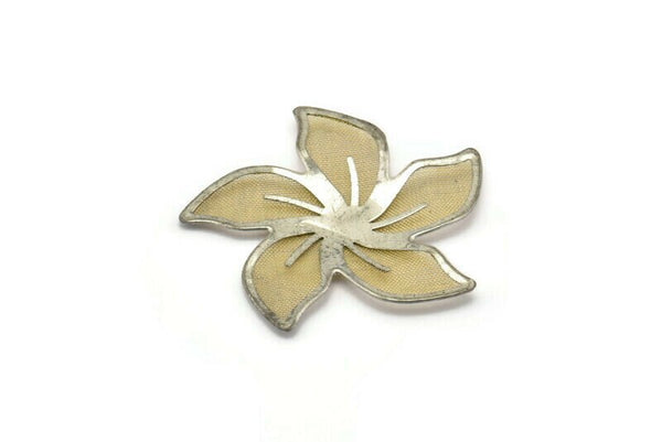 12 Brass And Silver Color Wire Flower Filigree , Findings , 38 Mm  D129--C055