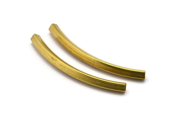 Brass Tube Beads, 6 Square Oval Raw Brass Tubes (70x5x5mm) Sq30 Brc278