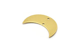 Moon Phase Pendant, 10 Raw Brass Crescent Shaped Pendants with 2 Holes (30x12x0.80mm) B0278