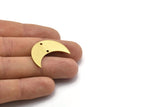Moon Phase Pendant, 10 Raw Brass Crescent Shaped Pendants with 2 Holes (30x12x0.80mm) B0278