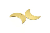 Moon Phase Pendant, 10 Raw Brass Crescent Shaped Pendants with 2 Holes (30x12x0.80mm) B0278