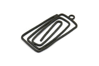 Siyah Dikdörtgen Charm, 1 Döngülü 2 Çekiçlenmiş Oksitlenmiş Siyah Pirinç Dikdörtgen Charm, Küpeler, Kolye Uçları (47x23x1,2 mm) V145