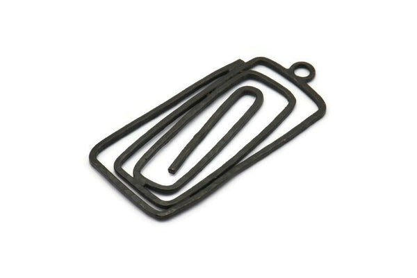 Siyah Dikdörtgen Charm, 1 Döngülü 2 Çekiçlenmiş Oksitlenmiş Siyah Pirinç Dikdörtgen Charm, Küpeler, Kolye Uçları (47x23x1,2 mm) V145