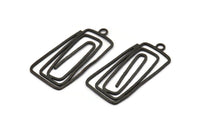 Siyah Dikdörtgen Charm, 1 Döngülü 2 Çekiçlenmiş Oksitlenmiş Siyah Pirinç Dikdörtgen Charm, Küpeler, Kolye Uçları (47x23x1,2 mm) V145
