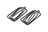 Siyah Dikdörtgen Charm, 1 Döngülü 2 Çekiçlenmiş Oksitlenmiş Siyah Pirinç Dikdörtgen Charm, Küpeler, Kolye Uçları (47x23x1,2 mm) V145