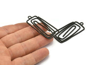 Siyah Dikdörtgen Charm, 1 Döngülü 2 Çekiçlenmiş Oksitlenmiş Siyah Pirinç Dikdörtgen Charm, Küpeler, Kolye Uçları (47x23x1,2 mm) V145