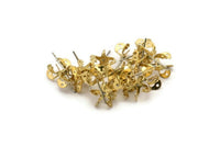 Stainless Post Rhinestone Pad, 50 Stainless Steel Earring Posts With Raw Brass 6mm Pad, Ear Studs For Chaton Rhinestone Bs-1254