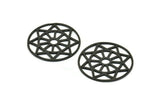 Siyah Mandala Tılsımı, 2 Dokulu Oksitlenmiş Siyah Pirinç Mandala Tılsımı, Kolye Uçları, Bulgular (37 mm) V096