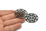 Siyah Mandala Tılsımı, 2 Dokulu Oksitlenmiş Siyah Pirinç Mandala Tılsımı, Kolye Uçları, Bulgular (37 mm) V096