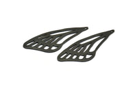 Siyah Kanat Tılsımı, 2 Döngülü 2 Oksitlenmiş Siyah Pirinç Kanat Tılsımı (52x22x1mm) V097