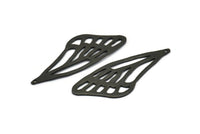 Siyah Kanat Tılsımı, 2 Döngülü 2 Oksitlenmiş Siyah Pirinç Kanat Tılsımı (52x22x1mm) V097