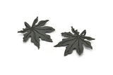Siyah Yaprak Kolye, 1 Halkalı 2 Oksitlenmiş Siyah Pirinç Yaprak Kolye, Tılsımlar (37x1mm) V114