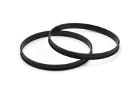 Black Channel Bracelet - Oxidized Black Brass Channel Bangle Settings -Glue On- (6x66.5mm) V031