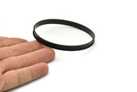 Black Channel Bracelet - Oxidized Black Brass Channel Bangle Settings -Glue On- (6x66.5mm) V031
