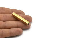 Brass Geometric Tube Bead, 12 Raw Brass Square Tube Beads  (6x40mm) Bs 1623