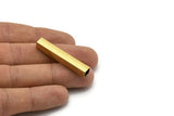Brass Geometric Tube Bead, 12 Raw Brass Square Tube Beads  (6x40mm) Bs 1623