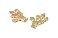 Cactus Charm, Gunmetal, Silver Tone, Gold Plated, Antique Silver Plated, Rose Gold Plated, Oxidized Brass Black Cactus Charms (36mm) N0416