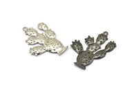 Cactus Charm, Gunmetal, Silver Tone, Gold Plated, Antique Silver Plated, Rose Gold Plated, Oxidized Brass Black Cactus Charms (36mm) N0416