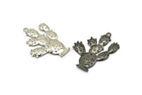 Cactus Charm, Gunmetal, Silver Tone, Gold Plated, Antique Silver Plated, Rose Gold Plated, Oxidized Brass Black Cactus Charms (36mm) N0416