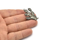Cactus Charm, Gunmetal, Silver Tone, Gold Plated, Antique Silver Plated, Rose Gold Plated, Oxidized Brass Black Cactus Charms (36mm) N0416