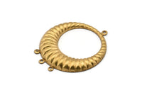 Vintage Earring Setting, 2 Vintage Raw Brass Pendants And Earring Settings With 3 Loops L-12